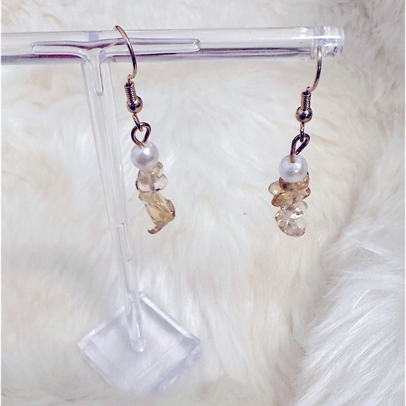 🆕Handmade Natural Gems Dangle Earrings CITRINE Crystal Quartz & Pearls Earrings - Picture 6 of 13